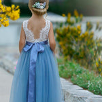 Sleeveless Lace and Tulle Flower Girl Dress - The Little Kitten Boutique