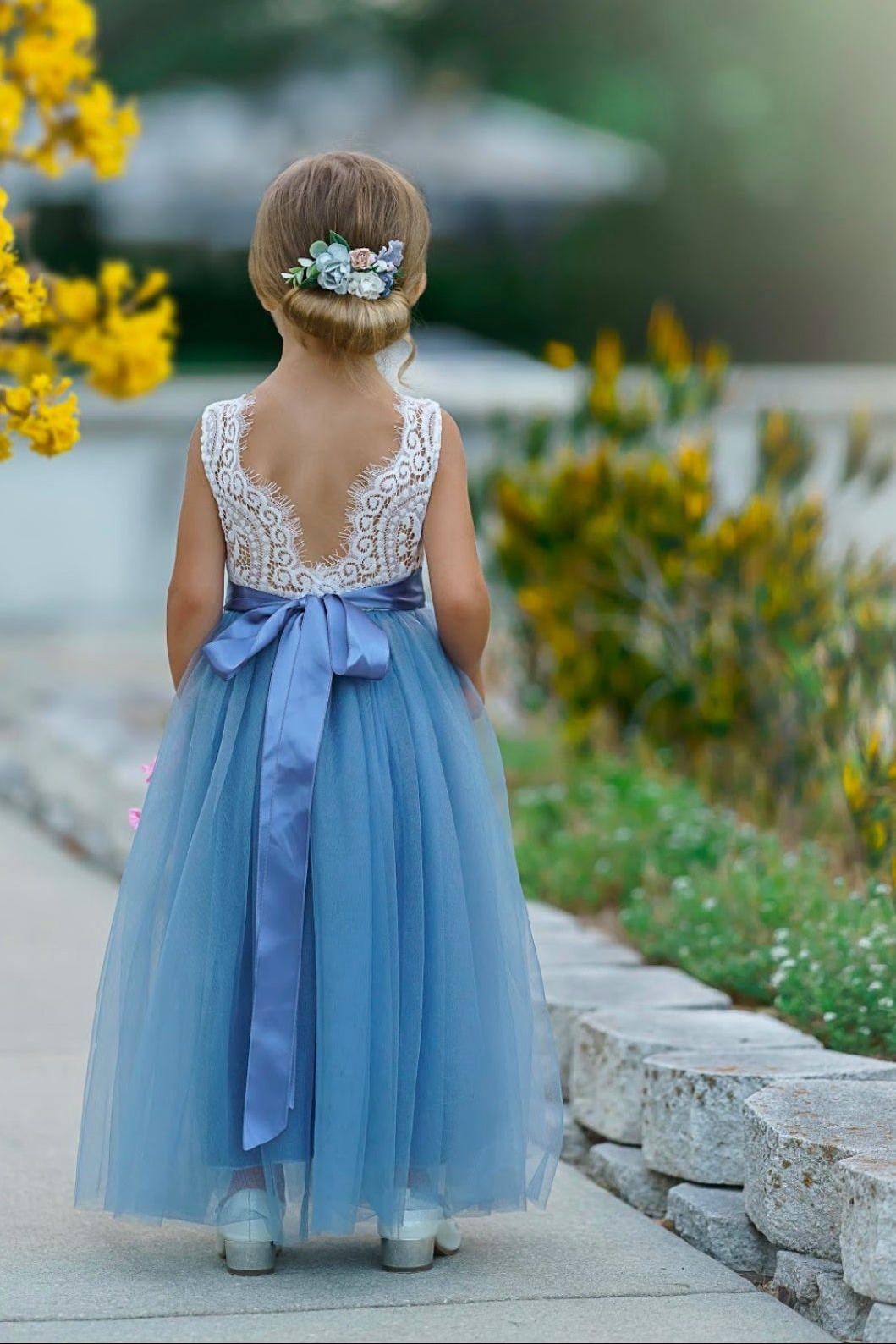 Sleeveless Lace and Tulle Flower Girl Dress - The Little Kitten Boutique