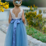 Sleeveless Lace and Tulle Flower Girl Dress - The Little Kitten Boutique