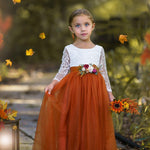 Sleeveless and Long Sleeve, Fall Inspired Burnt Orange and Rust Flower Girl Dresses - The Little Kitten Boutique