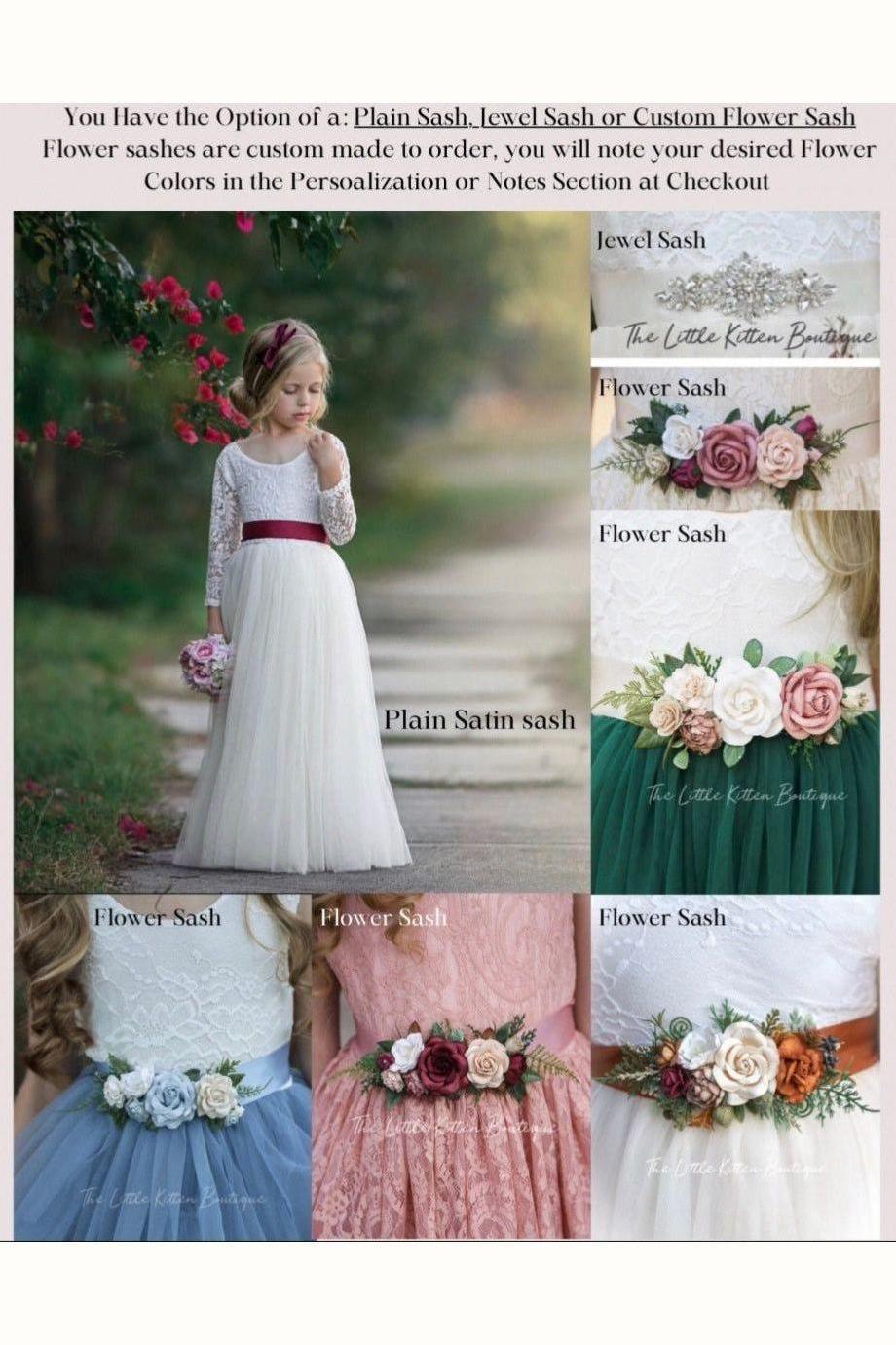 White & Ivory Short Sleeve Knee-Length Flower Girl Dress for Toddlers & Girls - The Little Kitten Boutique