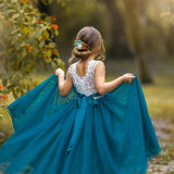 Sleeveless Teal Blue Flower Girl Dress - Perfect for Any Style Wedding - The Little Kitten Boutique