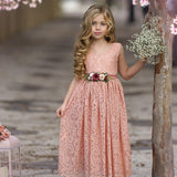Sleeveless Ankle-Length Lace Flower Girl Dress - Rose, White, Ivory - The Little Kitten Boutique