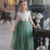 Sage tulle and lace Flower Girl dress - The Little Kitten Boutique