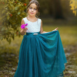 Sleeveless Teal Blue Flower Girl Dress - Perfect for Any Style Wedding - The Little Kitten Boutique