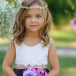 Sleeveless Eggplant Purple Lace and Tulle Flower Girl Dress - The Little Kitten Boutique