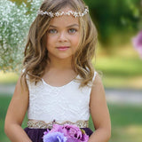 Sleeveless Eggplant Purple Lace and Tulle Flower Girl Dress - The Little Kitten Boutique