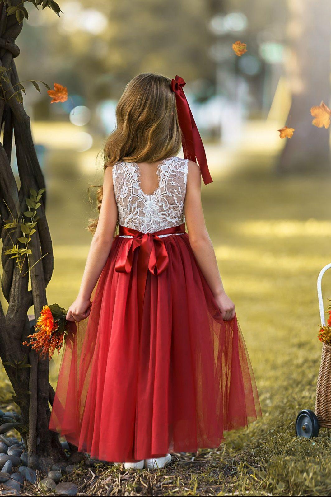 Sleeveless and Long Sleeve, Fall Inspired Burnt Orange and Rust Flower Girl Dresses - The Little Kitten Boutique