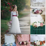 Princess Inspired, Long Sleeve Special Occasion Dress / Lace and tulle flower girl dress - The Little Kitten Boutique