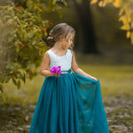 Sleeveless Teal Blue Flower Girl Dress - Perfect for Any Style Wedding - The Little Kitten Boutique