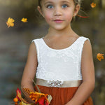 Sleeveless and Long Sleeve, Fall Inspired Burnt Orange and Rust Flower Girl Dresses - The Little Kitten Boutique