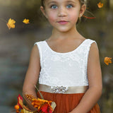 Sleeveless and Long Sleeve, Fall Inspired Burnt Orange and Rust Flower Girl Dresses - The Little Kitten Boutique