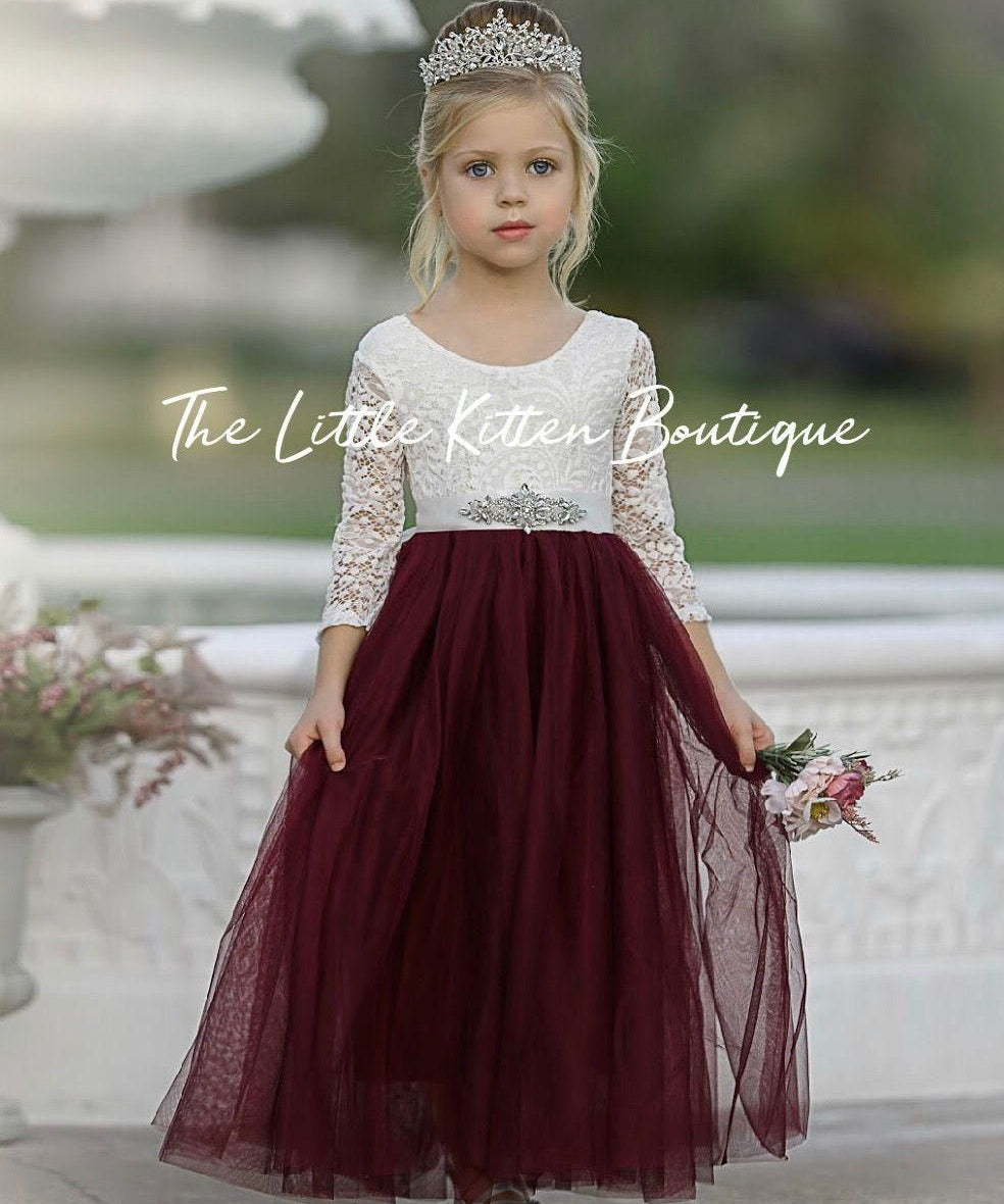 Long Sleeve Flower Girl Dresses - The Little Kitten Boutique