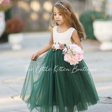 Sleeveless Lace and Tulle Flower Girl Dresses / Girls Special Occasion Dresses - The Little Kitten Boutique