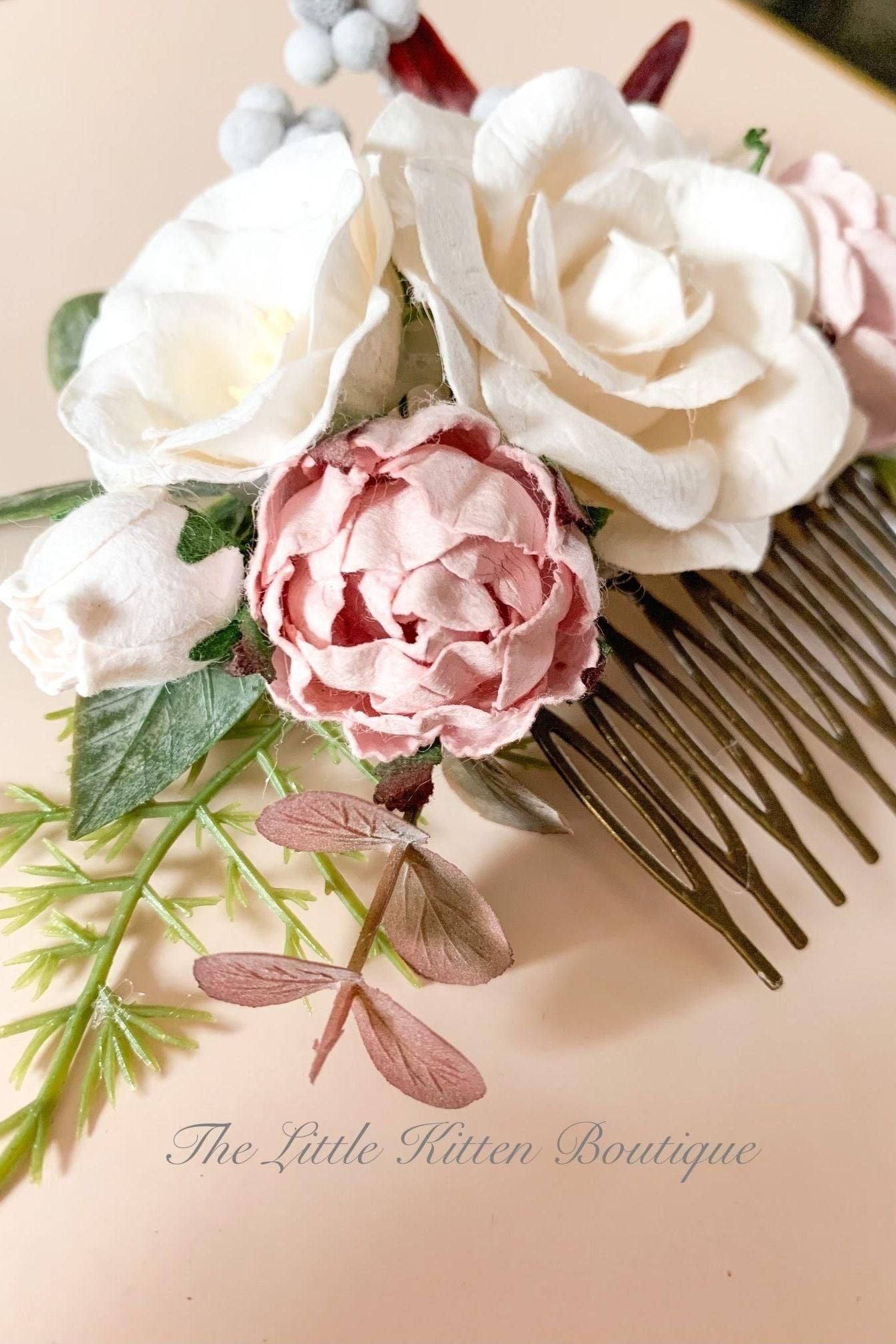 Hair Combs with Flowers for Weddings - The Little Kitten Boutique