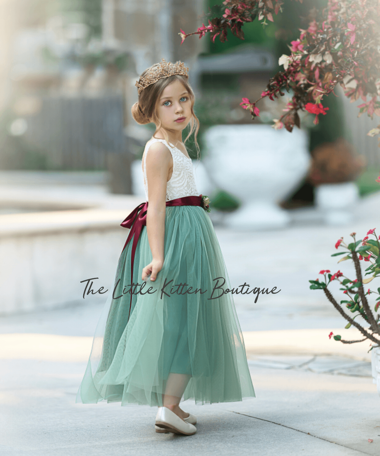 Tulle and Lace Flower Girl Dress - The Little Kitten Boutique