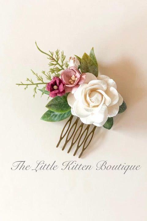 Hair Combs with Flowers for Weddings - The Little Kitten Boutique