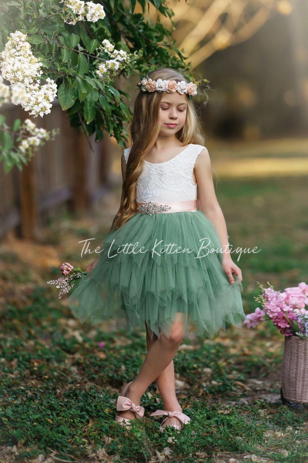 Tutu style flower girl dress / girls special occasion dress - The Little Kitten Boutique