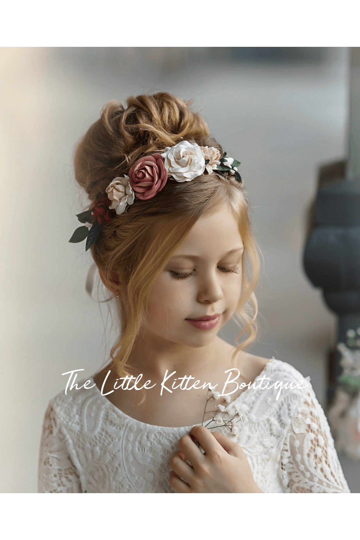 Dusty Blue and Sage Green tulle and lace Flower Girl dress - The Little Kitten Boutique