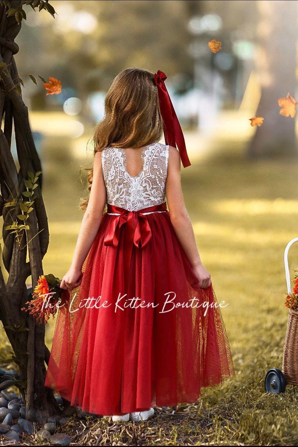 Long Sleeve and Sleeveless, Fall Inspired, Burnt Orange and Rust Flower Girl Dresses - The Little Kitten Boutique