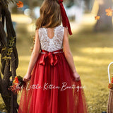 Long Sleeve and Sleeveless, Fall Inspired, Burnt Orange and Rust Flower Girl Dresses - The Little Kitten Boutique