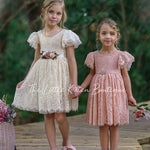 Flower Girl Dress / Special Occasion Dress for Girls, with Ruffle Sleeve - The Little Kitten Boutique