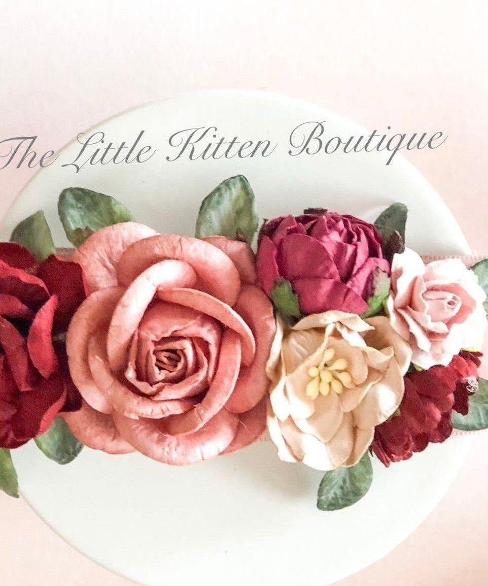 Rose and Peony Floral Satin Sashes - The Little Kitten Boutique