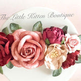 Rose and Peony Floral Satin Sashes - The Little Kitten Boutique