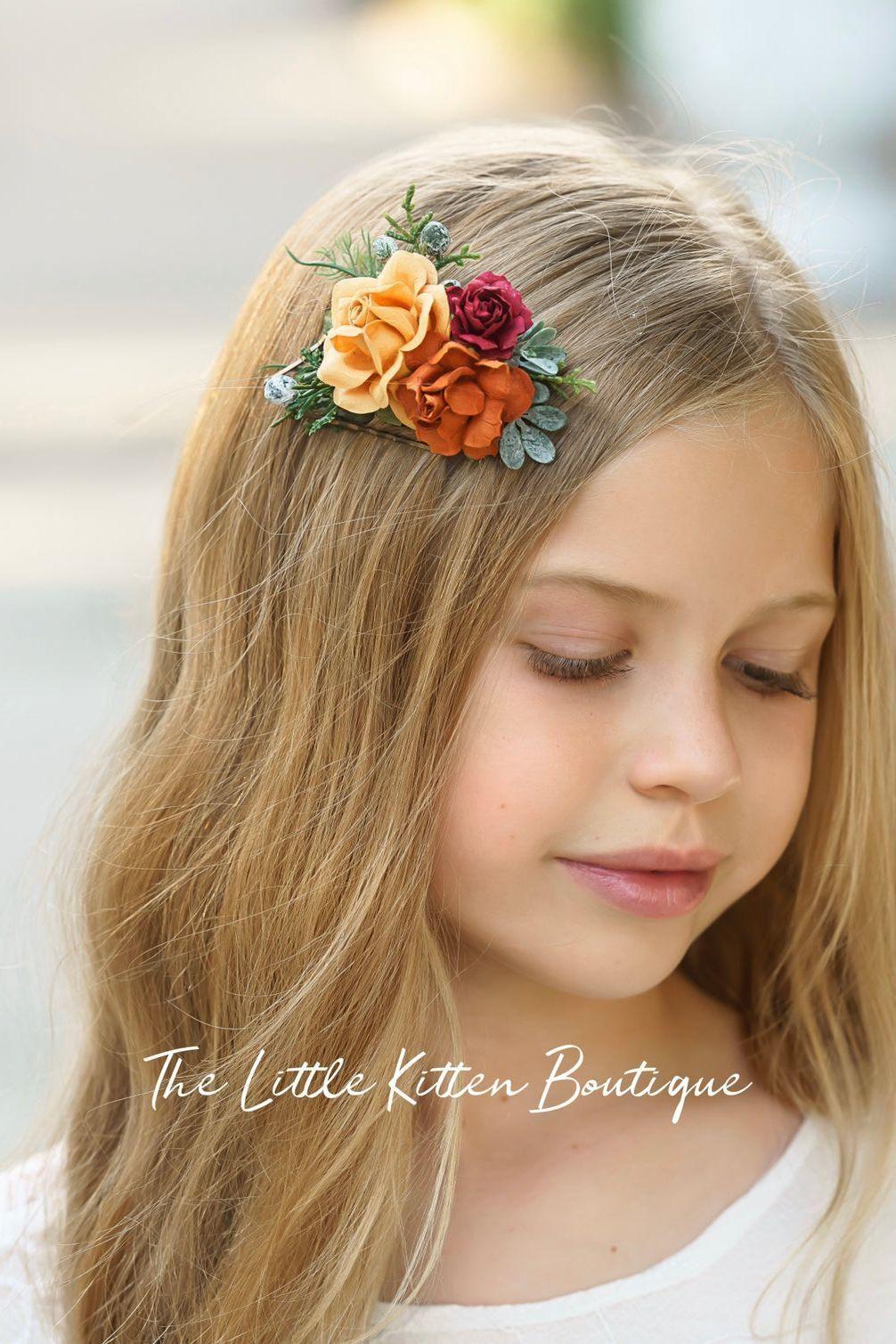 Fall Inspired Burnt Orange short sleeve flower girl dress - The Little Kitten Boutique