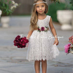 Sleeveless Knee Length Lace Flower Girl Dresses - The Little Kitten Boutique