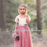 Lace Butterfly Cap Sleeve Special Occasion Lace and tulle flower girl dress - The Little Kitten Boutique