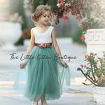 Sage Green Sleeveless Girls Dress - The Little Kitten Boutique