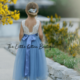 Sleeveless Lace and Tulle Flower Girl Dress - The Little Kitten Boutique