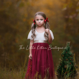 Lace and tulle Flower Girl Dress / Special Occasion Dress with Butterfly Cap Sleeve - The Little Kitten Boutique