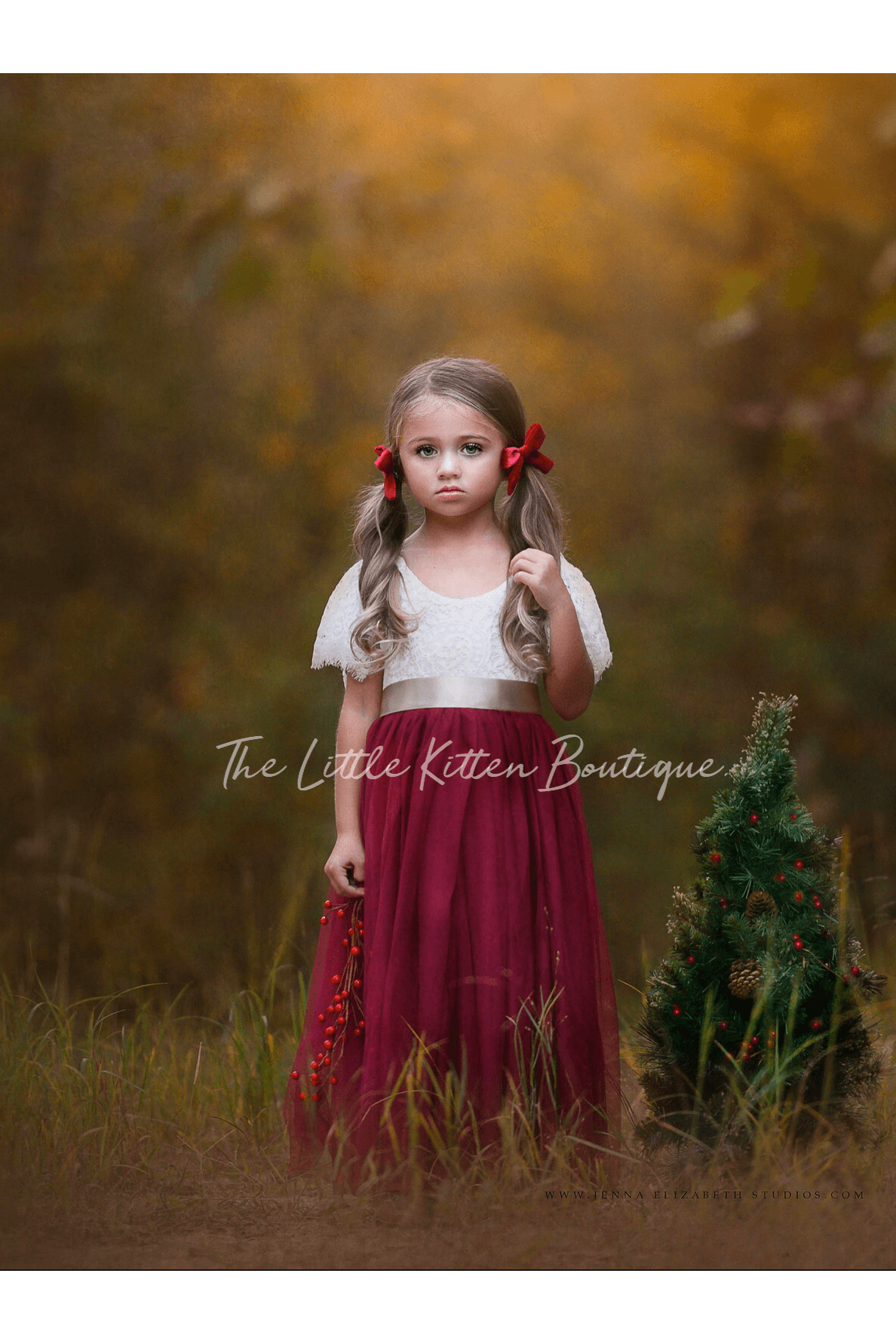 Lace and tulle Flower Girl Dress / Special Occasion Dress with Butterfly Cap Sleeve - The Little Kitten Boutique