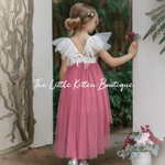 Blush Tulle High Low Flower Girl Dress / Girls Special Occasion Dress - The Little Kitten Boutique