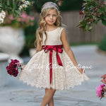 Sleeveless Knee Length Lace Flower Girl Dresses - The Little Kitten Boutique