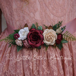 Custom Floral Satin Sashes - The Little Kitten Boutique