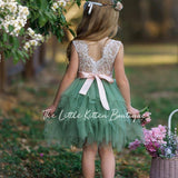 Dusty Blue, Layered flower girl dress / girls special occasion dress - The Little Kitten Boutique