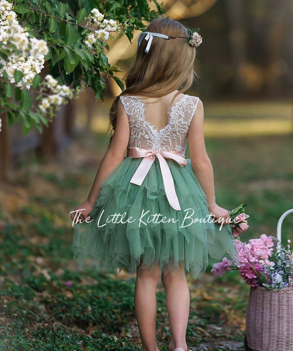 Knee Length, Layered flower girl dress / girls special occasion dress - The Little Kitten Boutique