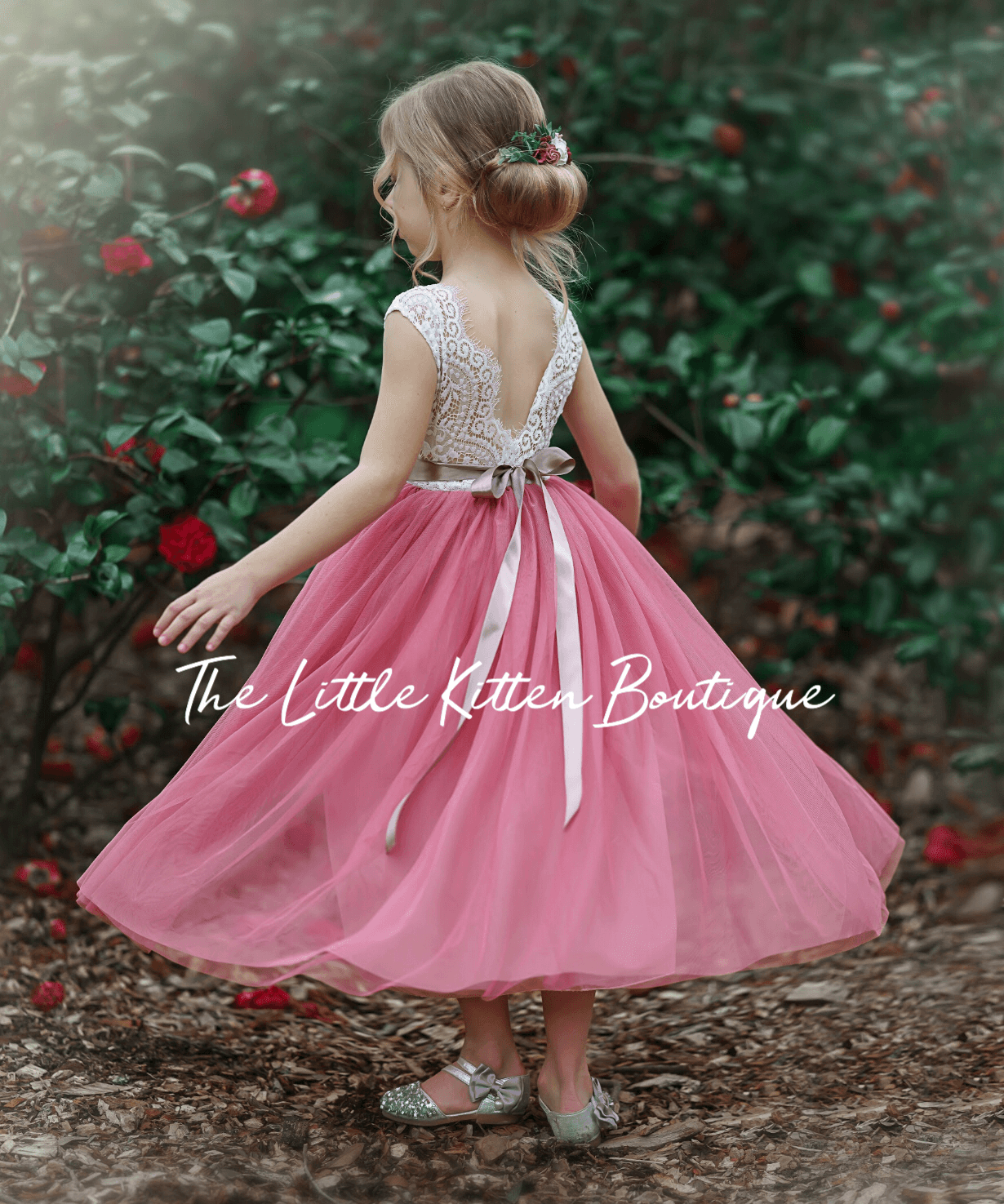 Rustic Lace Boho Style Flower Girl Dress - The Little Kitten Boutique