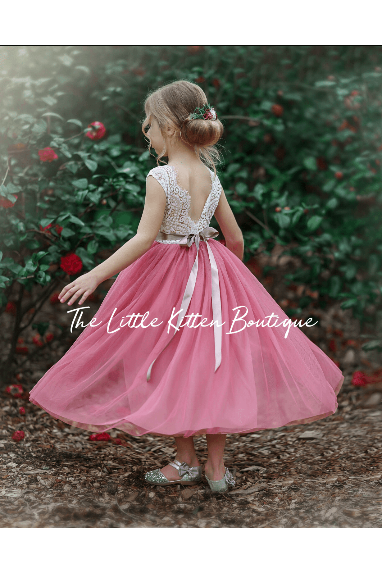 Rustic Lace Boho Style Flower Girl Dress - The Little Kitten Boutique