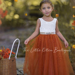 Long Sleeve and Sleeveless, Fall Inspired, Burnt Orange and Rust Flower Girl Dresses - The Little Kitten Boutique