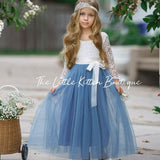 Sage tulle and lace Flower Girl dress - The Little Kitten Boutique