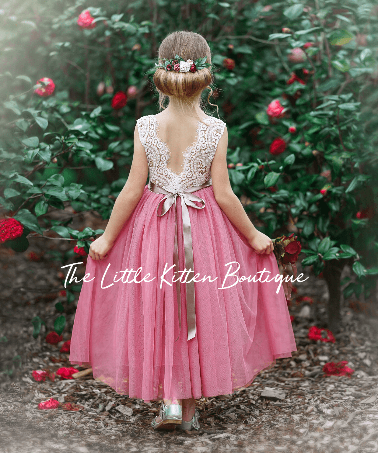 Rustic Lace Boho Style Flower Girl Dress - The Little Kitten Boutique