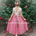 Rustic Lace Boho Style Flower Girl Dress - The Little Kitten Boutique