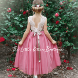 Rustic Lace Boho Style Flower Girl Dress - The Little Kitten Boutique