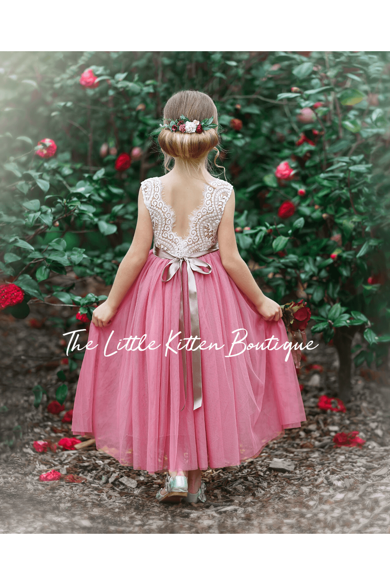Rustic Lace Boho Style Flower Girl Dress - The Little Kitten Boutique