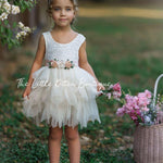 Dusty Blue, Layered flower girl dress / girls special occasion dress - The Little Kitten Boutique