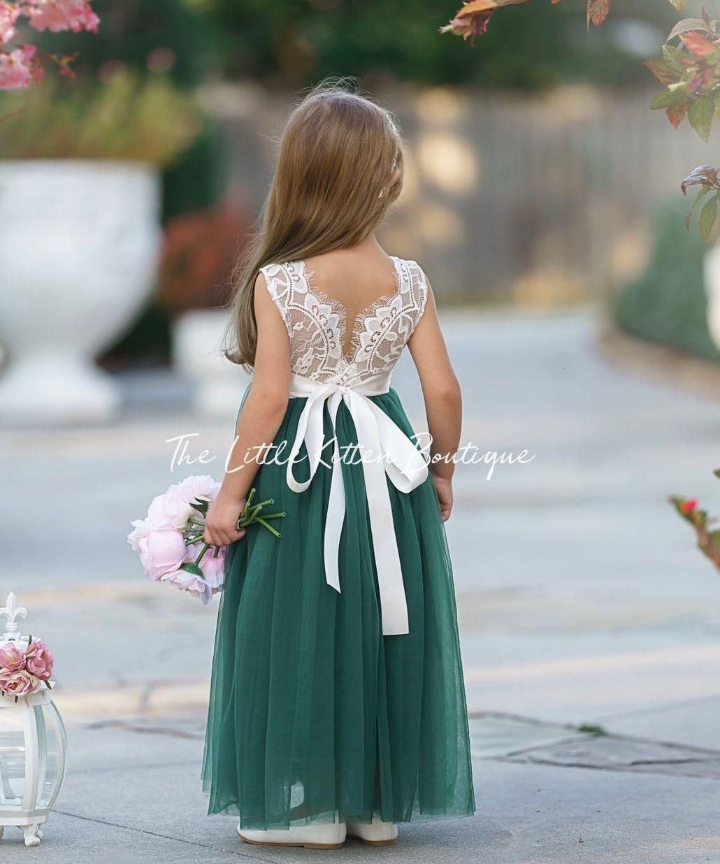 Sleeveless Tulle and Lace Flower Girl Dress - The Little Kitten Boutique